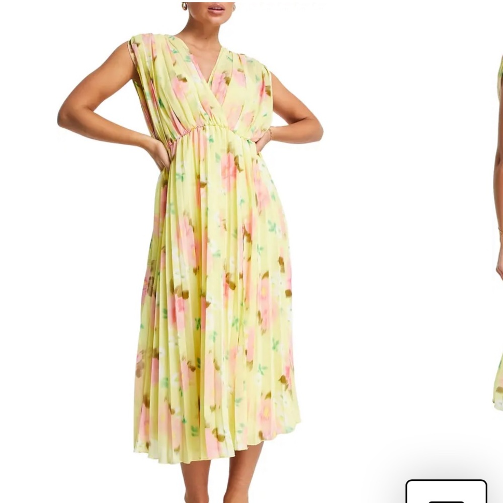 ASOS Floral Pleated Midi Dress